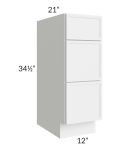 Portland White 12" Drawer Base Bathroom Vanity Cabinet 