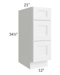 Providence White 12" Drawer Base Bathroom Vanity Cabinet