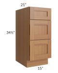 Artisan Walnut Shaker 15" Drawer Base Bathroom Vanity Cabinet