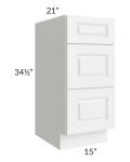 Dakota White 15" Drawer Base Bathroom Vanity Cabinet