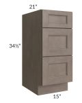 Providence Natural Grey 15" Drawer Base Bathroom Vanity Cabinet 