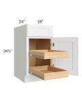 Brilliant White Shaker 18" Base Cabinet with 2 Rollout Trays