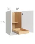 Brilliant White Shaker 18" Full Height Door Base Cabinet with 1 Rollout Tray