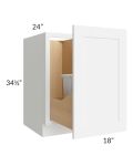 Brilliant White Shaker 18" Full Height Door Base Cabinet with Double Trashcan Pullout
