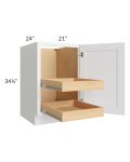 Brilliant White Shaker 21" Full Height Door Base Cabinet with 2 Rollout Trays