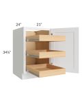 Brilliant White Shaker 21" Full Height Door Base Cabinet with 3 Rollout Trays