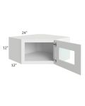 Royal White Shaker 24x12 Glass Door Wall Diagonal Corner Cabinet