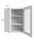 Brilliant White Shaker 24x30 Wall Diagonal Corner Cabinet (Prepped for Glass Doors)