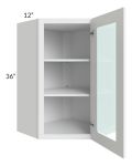 Brilliant White Shaker 24x36 Wall Diagonal Corner Cabinet (Prepped for Glass Doors)