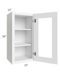 Brilliant White Shaker 15x30 Wall Glass Door Cabinet (Prepped for Glass Doors)