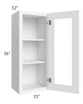 Brilliant White Shaker 15x36 Wall Glass Door Cabinet (Prepped for Glass Doors)
