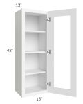 Royal White Shaker 15x42 Glass Door Wall Cabinet