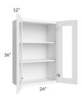 Brilliant White Shaker 24x36 Wall Glass Door Cabinet (Prepped for Glass Doors)
