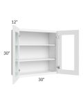 Brilliant White Shaker 30x30 Wall Glass Door Cabinet (Prepped for Glass Doors)