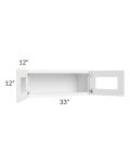 Royal White Shaker 33x12 Glass Door Wall Cabinet
