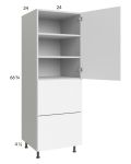 Euro Gloss White 24x71-1/4 Utility Cabinet with 1 Door and 2 Drawers