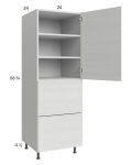 Euro White Grain 24x71-1/4 Utility Cabinet with 1 Door and 2 Drawers