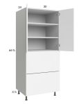 Euro Gloss White 30x71-1/4 Utility Cabinet with 2 Doors and 2 Drawers