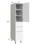 Euro Gloss White 15x71-1/4 Utility Cabinet with 1 Door and 3 Drawers