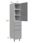 Euro Grey 15x71-1/4 Utility Cabinet with 1 Door and 3 Drawers