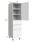 Euro Gloss White 18x71-1/4 Utility Cabinet with 1 Door and 3 Drawers