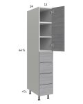Euro Grey 12x71-1/4 Utility Cabinet with 1 Door and 4 Drawers