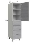 Euro Grey 18x71-1/4 Utility Cabinet with 1 Door and 4 Drawers