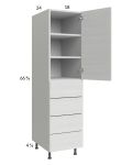 Euro White Grain 18x71-1/4 Utility Cabinet with 1 Door and 4 Drawers