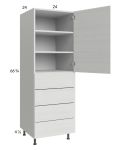 Euro White Grain 24x71-1/4 Utility Cabinet with 1 Door and 4 Drawers