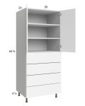 Euro Gloss White 30x71-1/4 Utility Cabinet with 2 Doors and 4 Drawers
