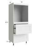 Harbor White 30x71-1/4 Single Oven Cabinet with 2 Drawers and 1 Inner Drawer