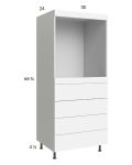Euro Gloss White 30x71-1/4 Single Oven Cabinet with 4 Drawers
