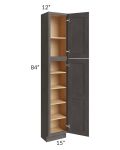 Midtown Dark Grey Shaker 15x12x84 Pantry Cabinet 