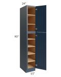 Midtown Blue Shaker 15x24x90 Pantry Cabinet