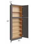 Midtown Dark Grey Shaker 30x12x84 Pantry Cabinet 