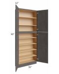 Midtown Dark Grey Shaker 36x12x90 Pantry Cabinet