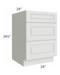 Lakewood White 24" 3-Drawer Base Cabinet 
