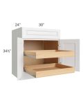 Lakewood White 30" Base Cabinet with 2 Rollout Trays