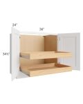 Lakewood White 36" Full Height Base Cabinet with 2 Rollout Trays
