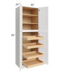 Lakewood White 30x90x24 Wall Pantry Cabinet with 4 Rollout Trays