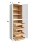 Lakewood White 30x96x24 Wall Pantry Cabinet with 4 Rollout Trays