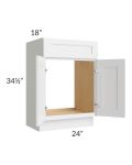 Stratton White Shaker 24" Vanity Sink Base Cabinet (18" depth)