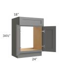 Stratton Dark Grey Shaker 24" Vanity Sink Base Cabinet (18" depth)