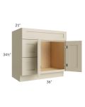 Stratton Khaki Shaker 36" Vanity Sink Base Cabinet with Drawers on the Left 