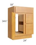 Royal Oak 24" Vanity Sink Base Cabinet with Drawers on the Right (18" depth)