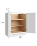 Midtown White Shaker 27" Full Height Door Vanity Base Cabinet