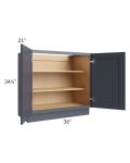 Midtown Indigo Shaker 36" Full Height Door Vanity Base Cabinet