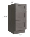 Midtown Dark Grey Shaker 15" Vanity 3-Drawer Base Cabinet
