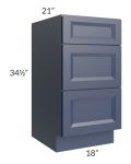 Bayville Blue 18" 3-Drawer Vanity Base Cabinet