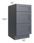 Midtown Indigo Shaker 18" Vanity 3-Drawer Base Cabinet